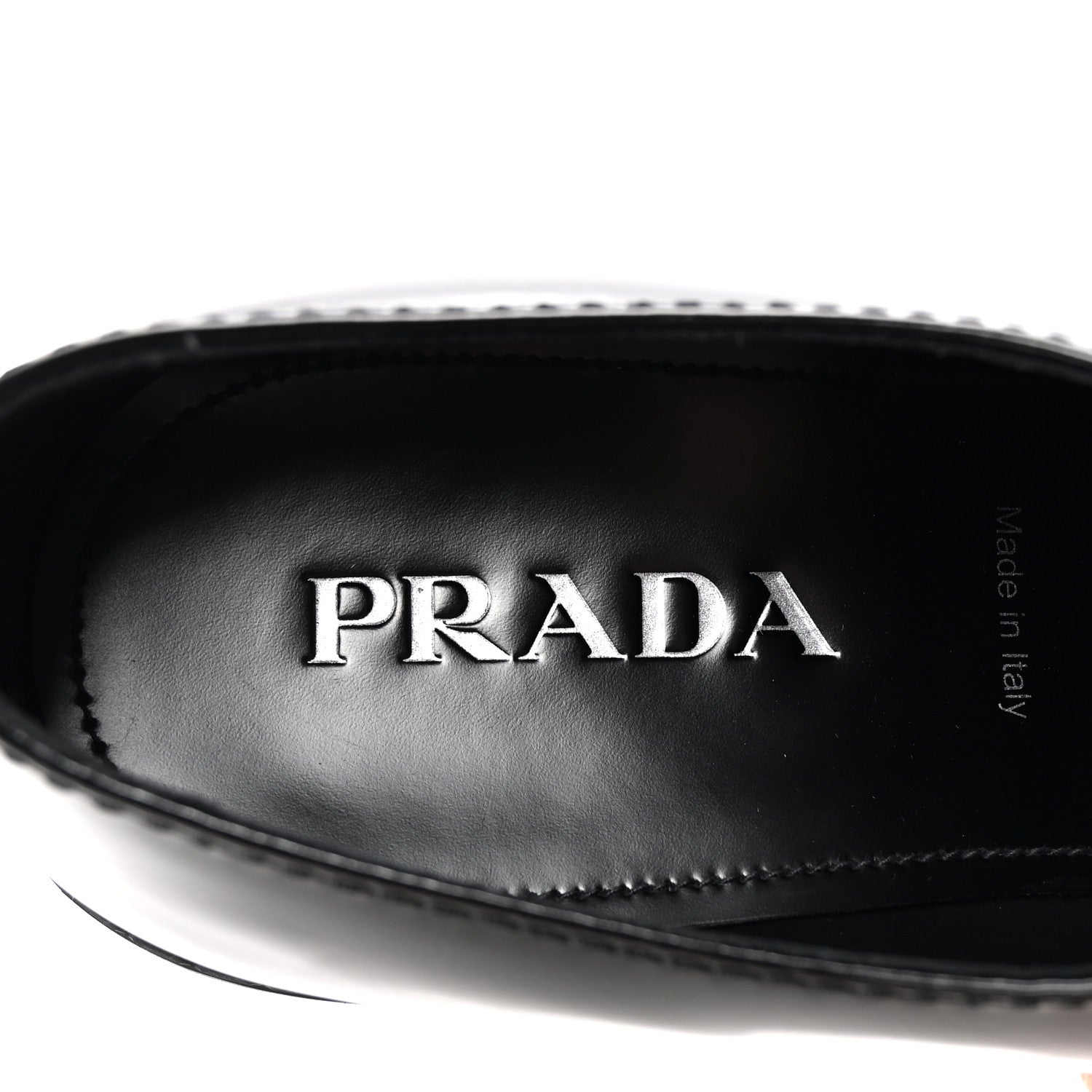 Prada Spazzolato Metal Triangle Logo Mens 35mm Loafers 9.5 Black 8 of 10