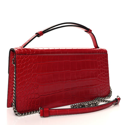 Christian Louboutin Calfskin Alligator Embossed Elisa Baguette Red 3 of 10