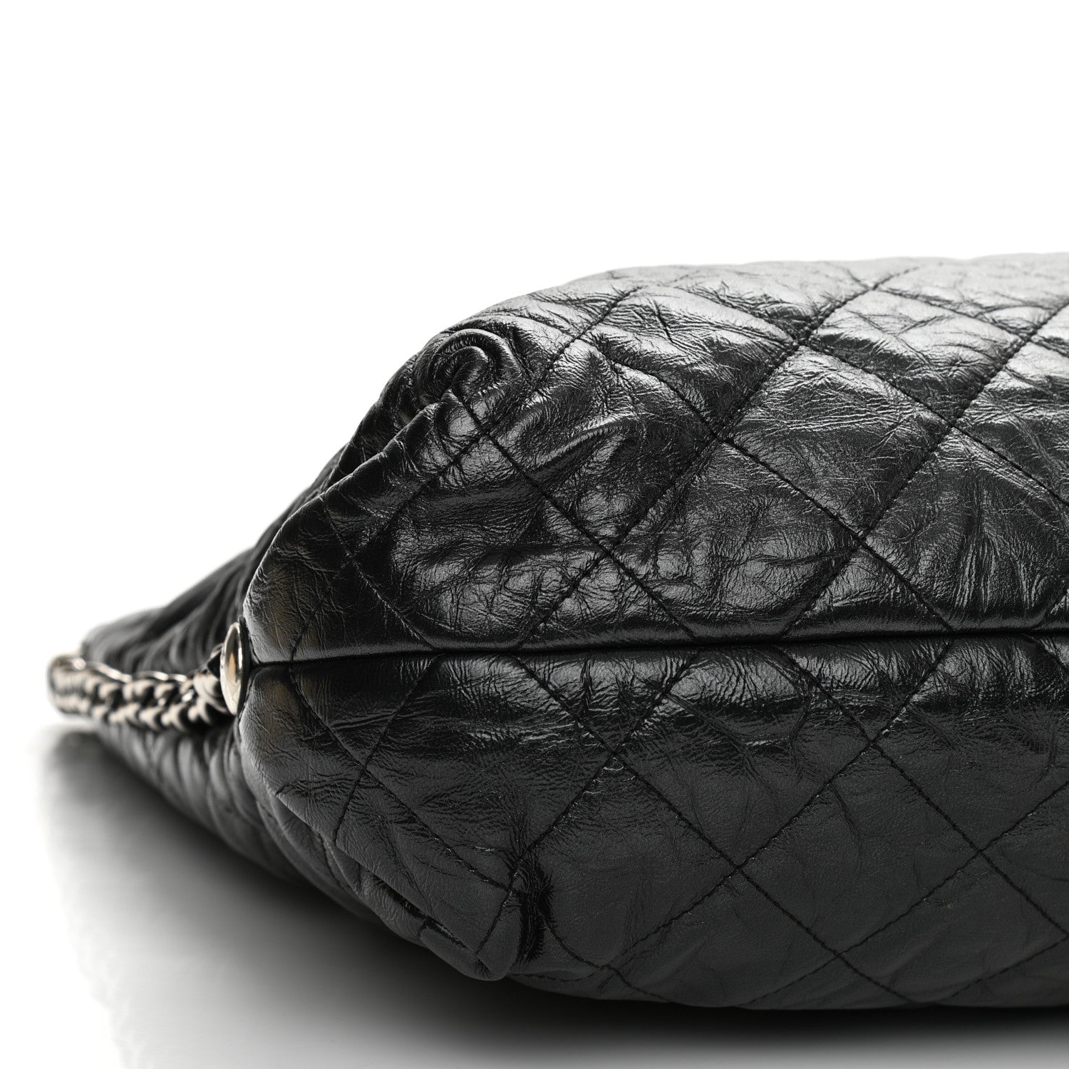 Chanel Metallic Crackled Calfskin Quilted Large Big Bang Hobo Black 8 of 9