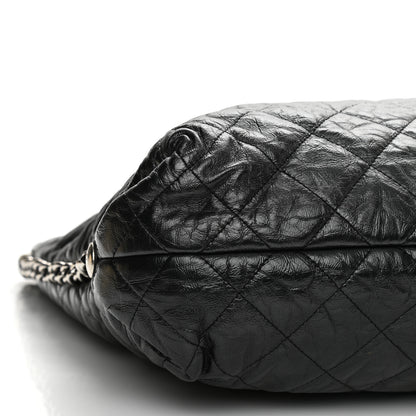 Chanel Metallic Crackled Calfskin Quilted Large Big Bang Hobo Black 8 of 9