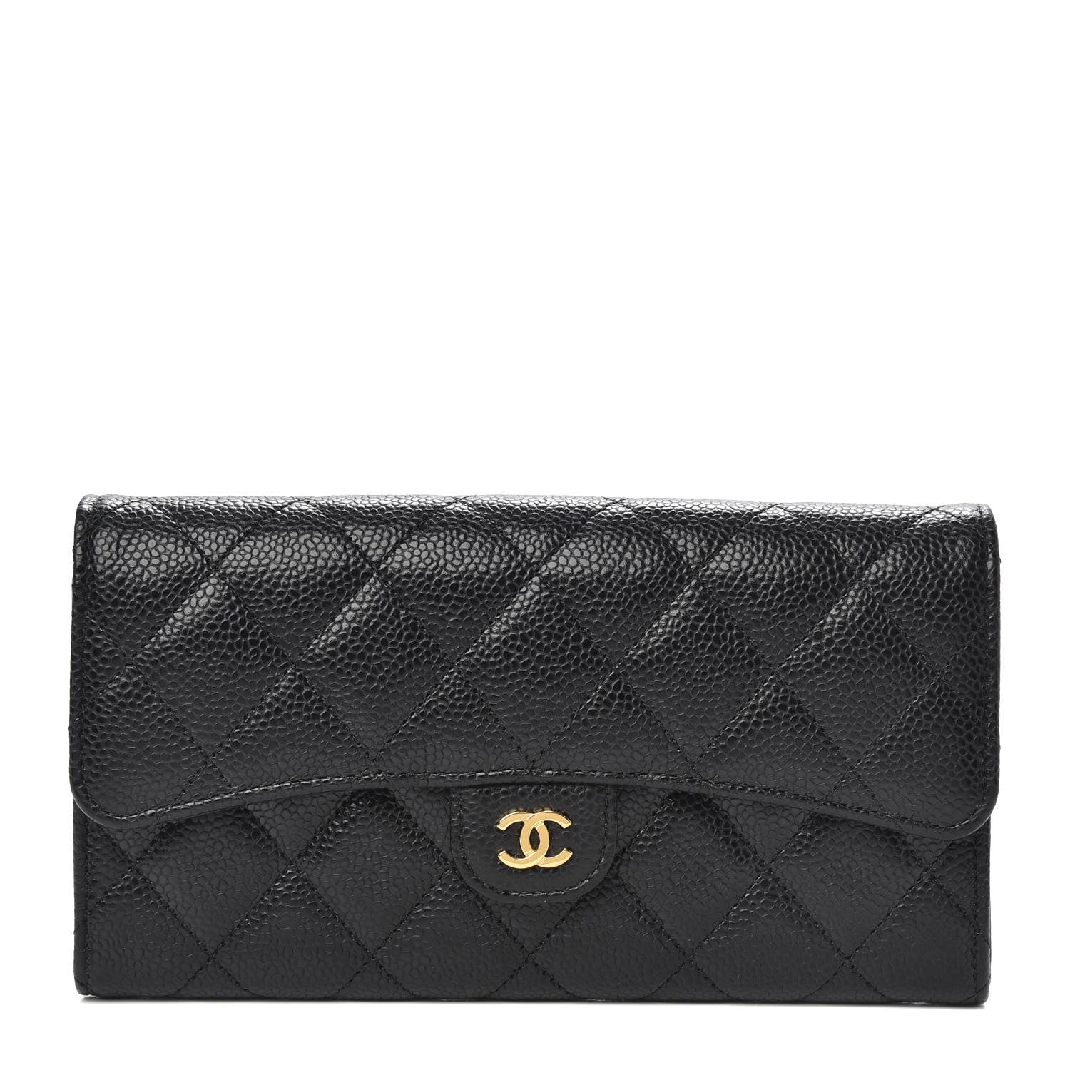 Chanel Caviar Quilted Large Gusset Flap Wallet Black 1 of 9