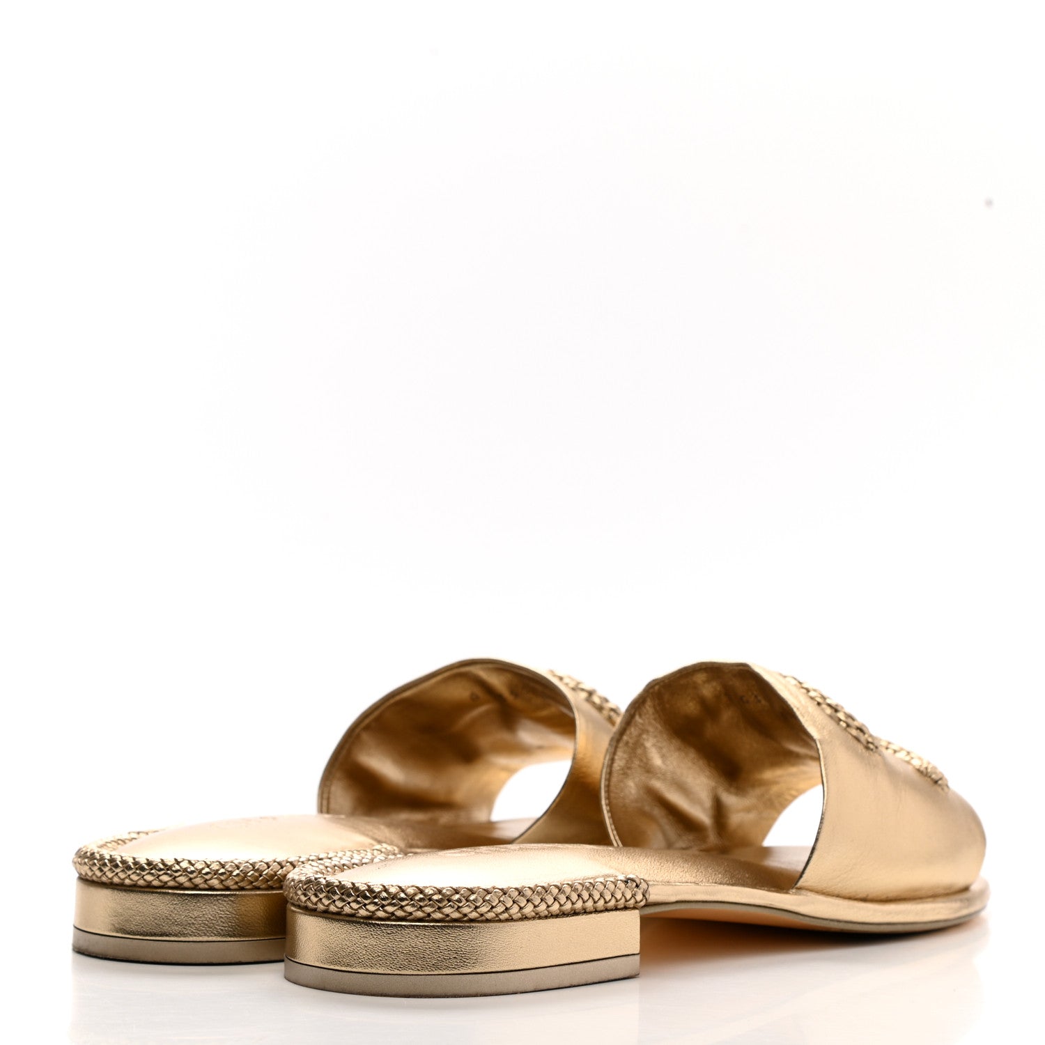 Chanel Metallic Lambskin CC Braided Mules 39.5 Gold 5 of 12