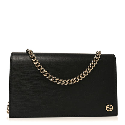 Gucci Textured Calfskin Medium Betty Chain Wallet Black 1 of 10