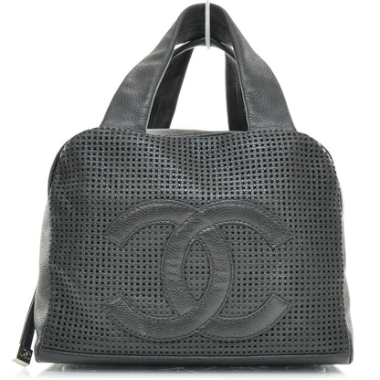 Chanel Leather Perforated Bowler Black 1 of 10
