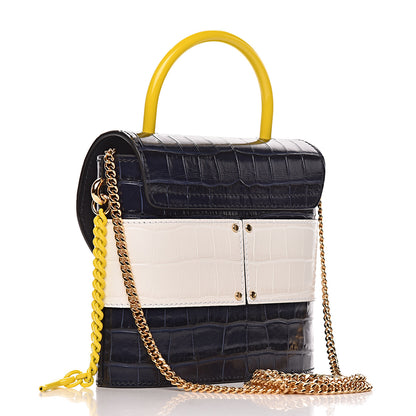 Chloe Calfskin Crocodile Embossed Small Aby Lock Full Blue 3 of 11