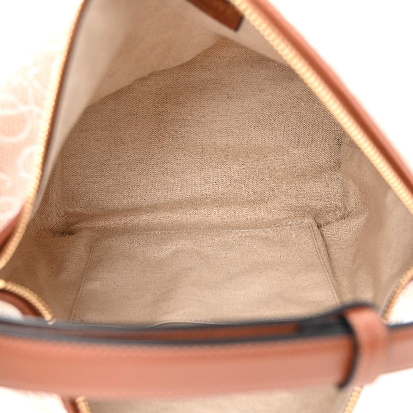 Jacquard Anagram Calfskin Medium Cubi Bag Ecru Tan