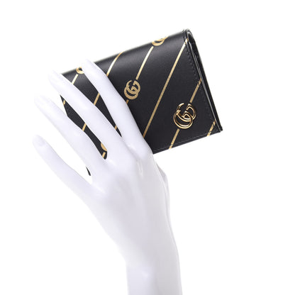 Gucci Calfskin Diagonal GG Card Case Black Gold 2 of 8