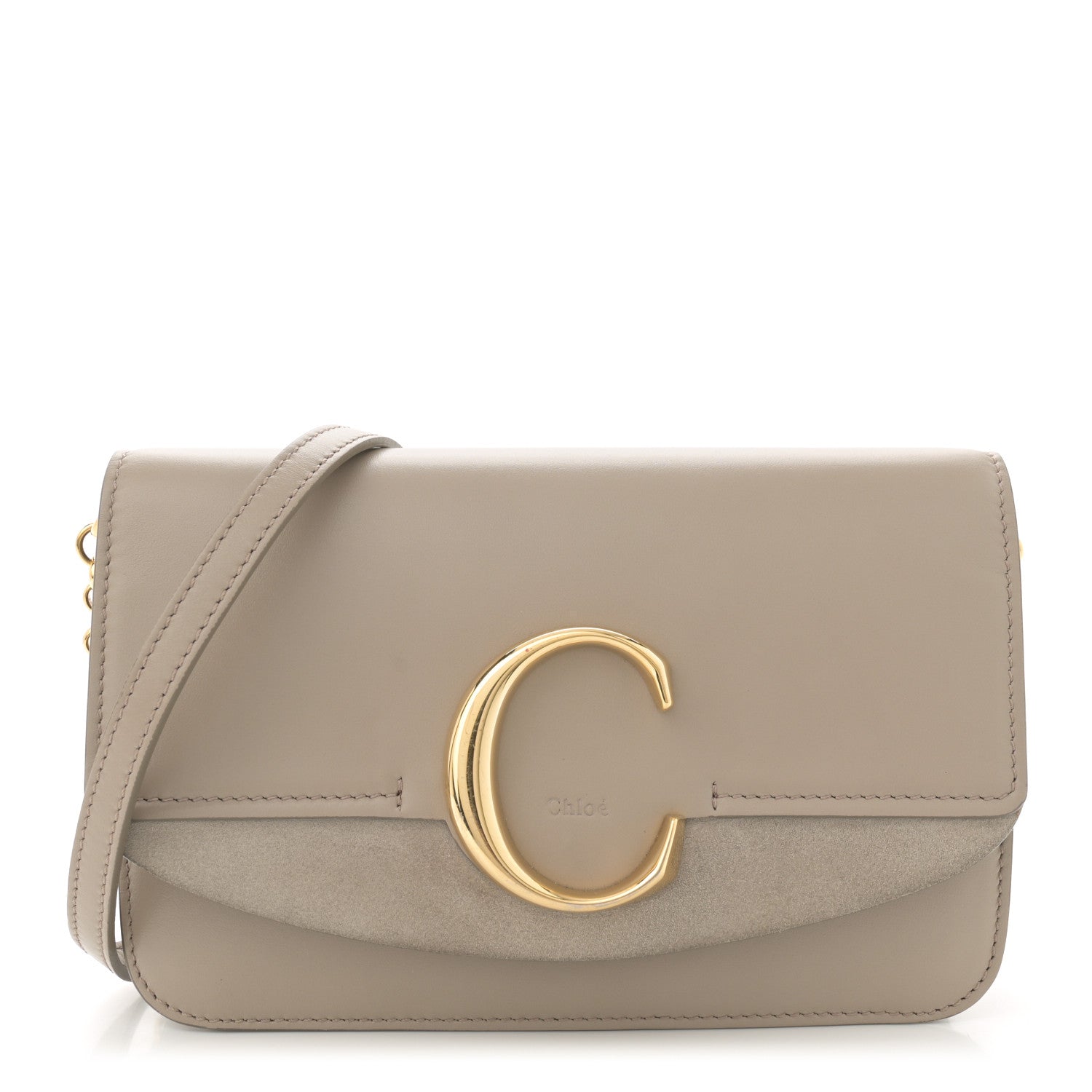 Chloe Calfskin Suede C Clutch With Chain Motty Grey 1 of 10