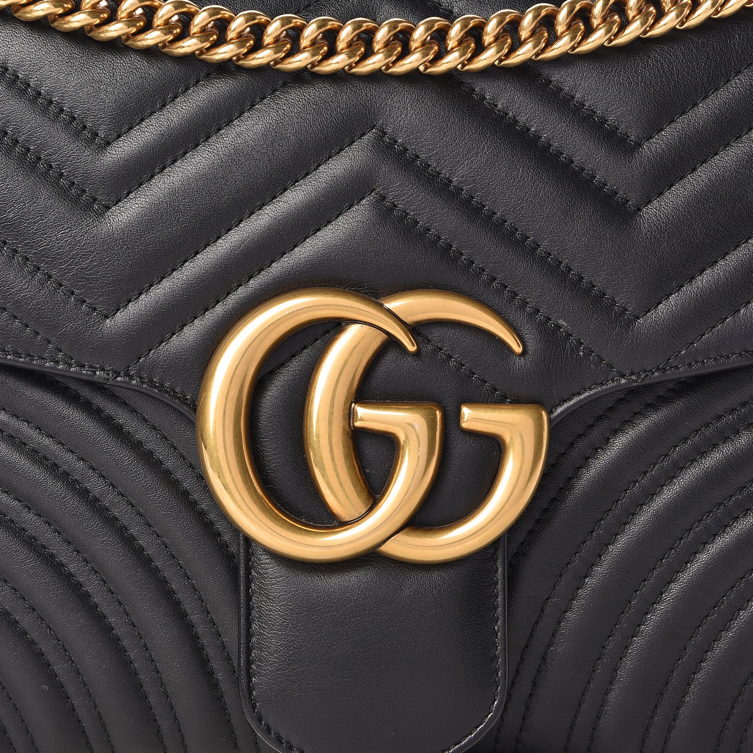 Gucci Calfskin Matelasse Medium GG Marmont Shoulder Bag Black 11 of 11