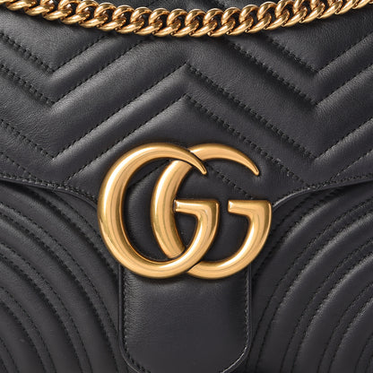 Gucci Calfskin Matelasse Medium GG Marmont Shoulder Bag Black 11 of 11