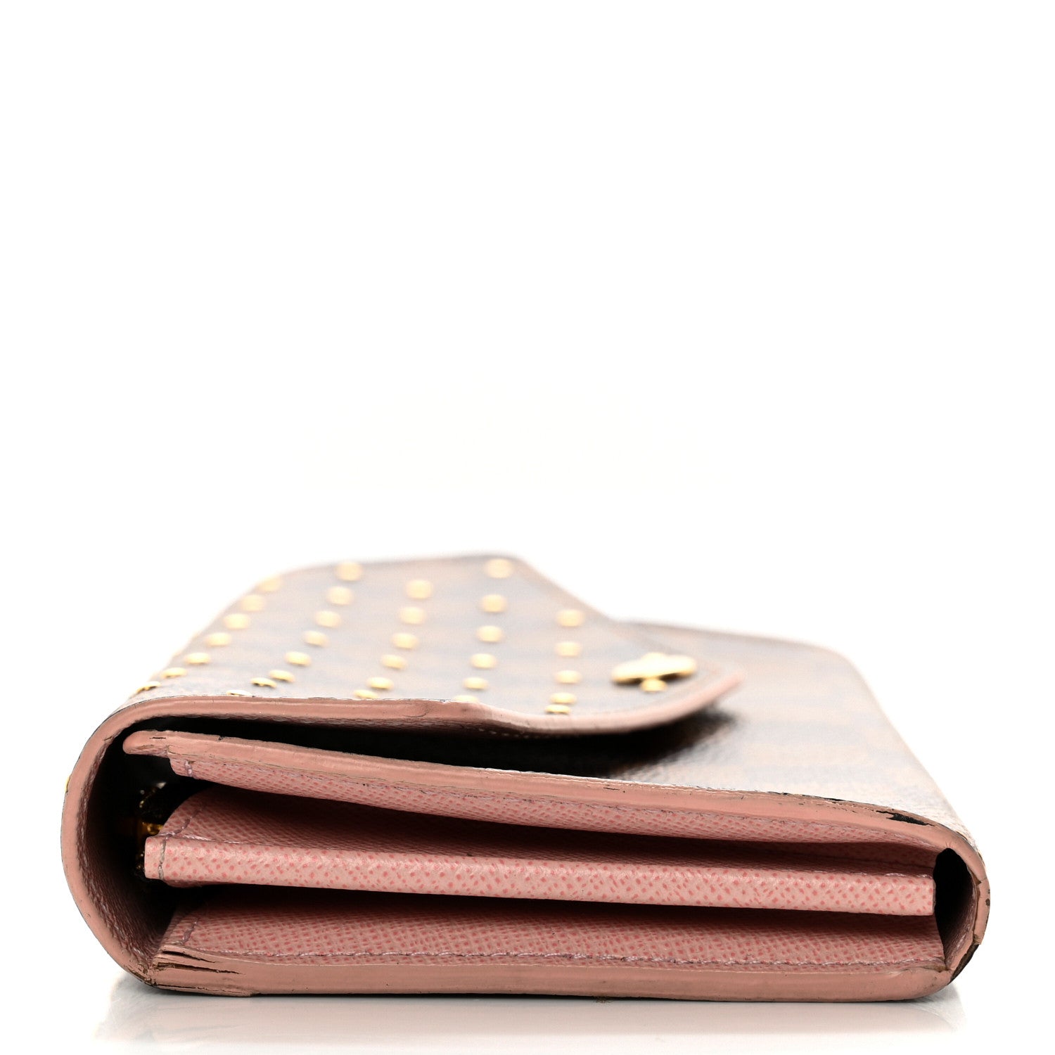 Louis Vuitton Damier Ebene Studded Sarah Wallet NM Rose Ballerine 15 of 24