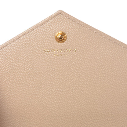 Saint Laurent Grain De Poudre Matelasse Chevron Monogram Chain Wallet Nude Powder 6 of 10