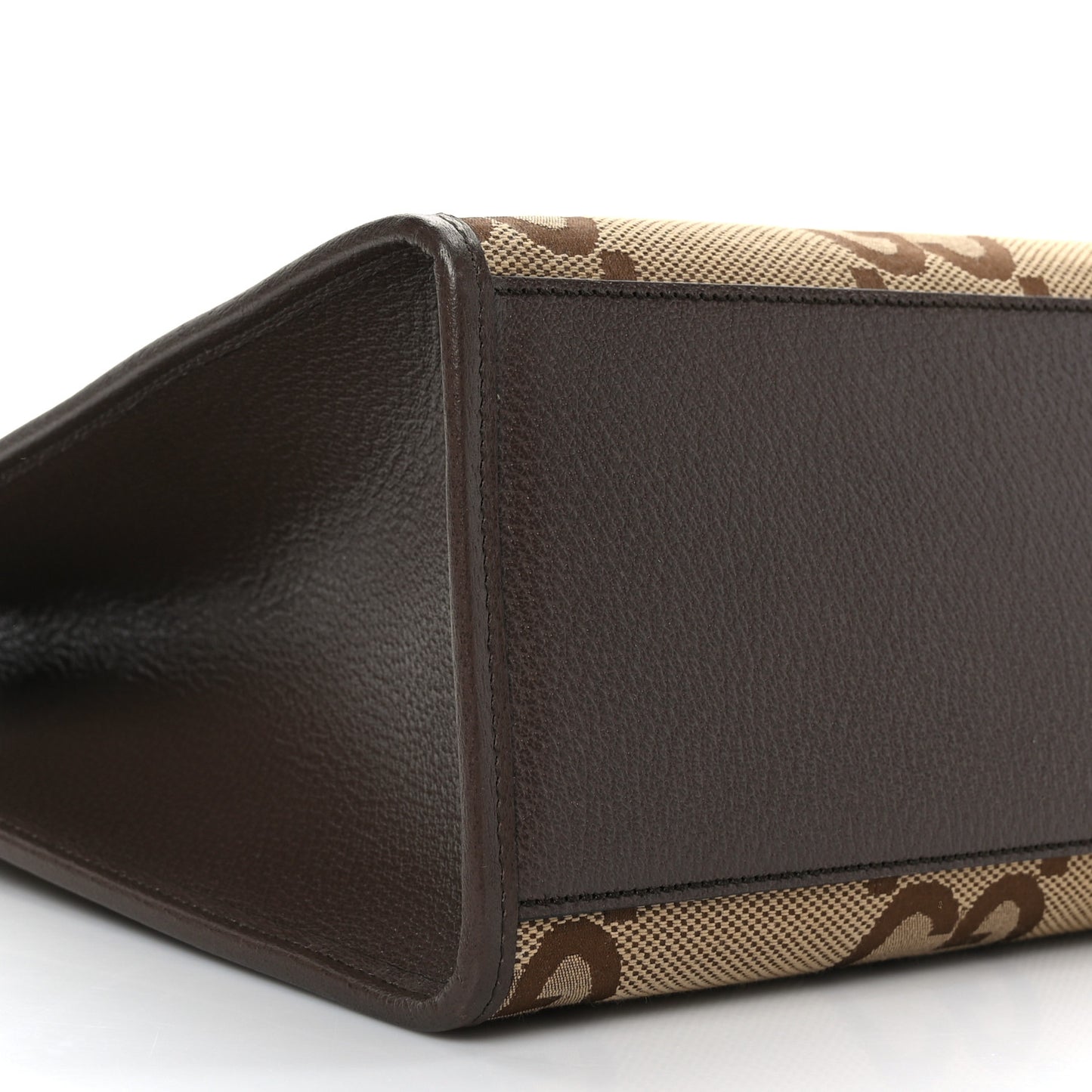 Monogram Jumbo GG Textured Dollar Calfskin Web Tote Bag Camel Ebony New Acero