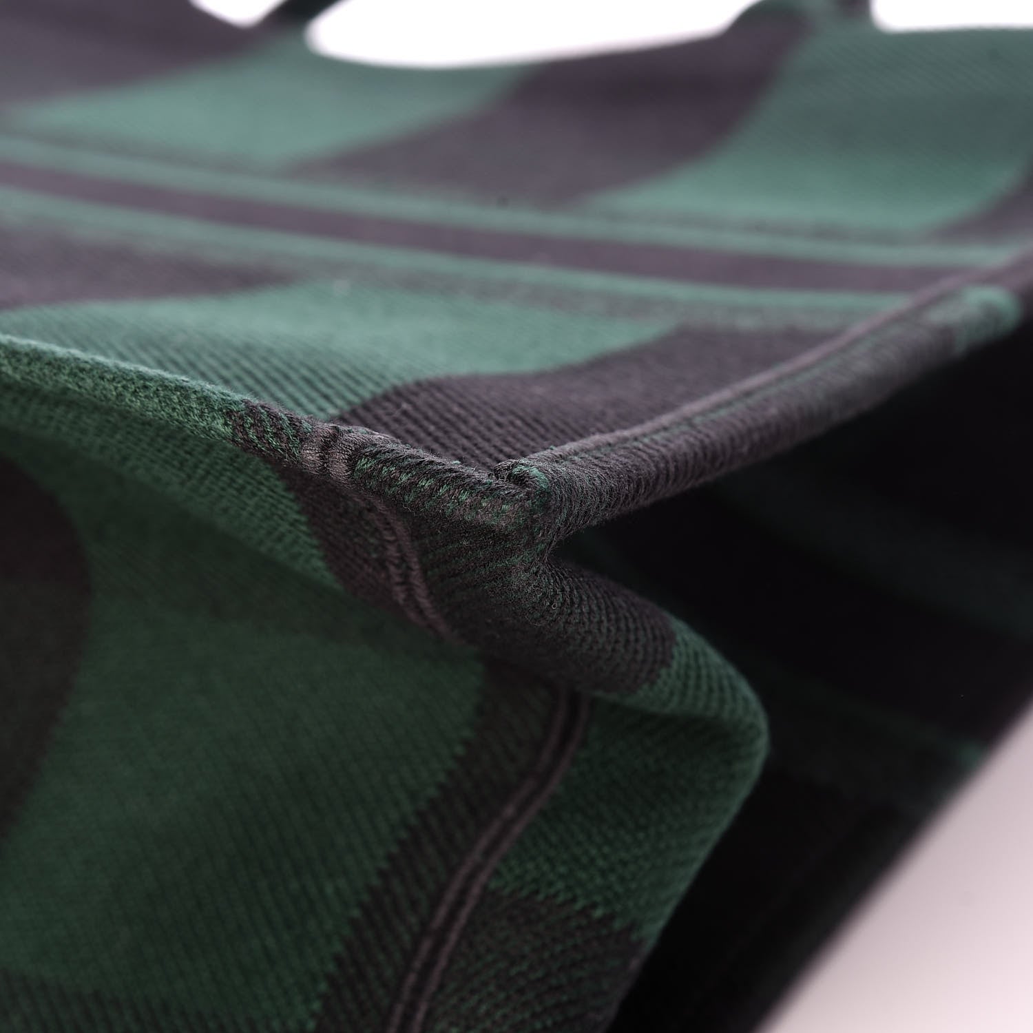 Christian Dior Canvas Embroidered Checkered Book Tote Black Green 10 of 11