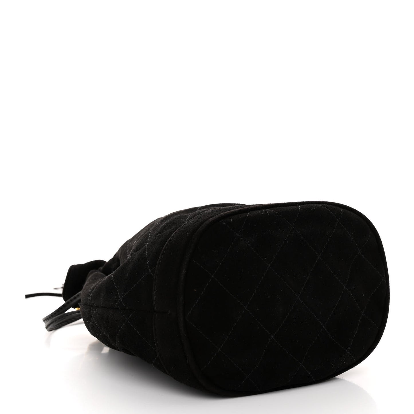 Suede Drawstring Tassel Bucket Bag Black