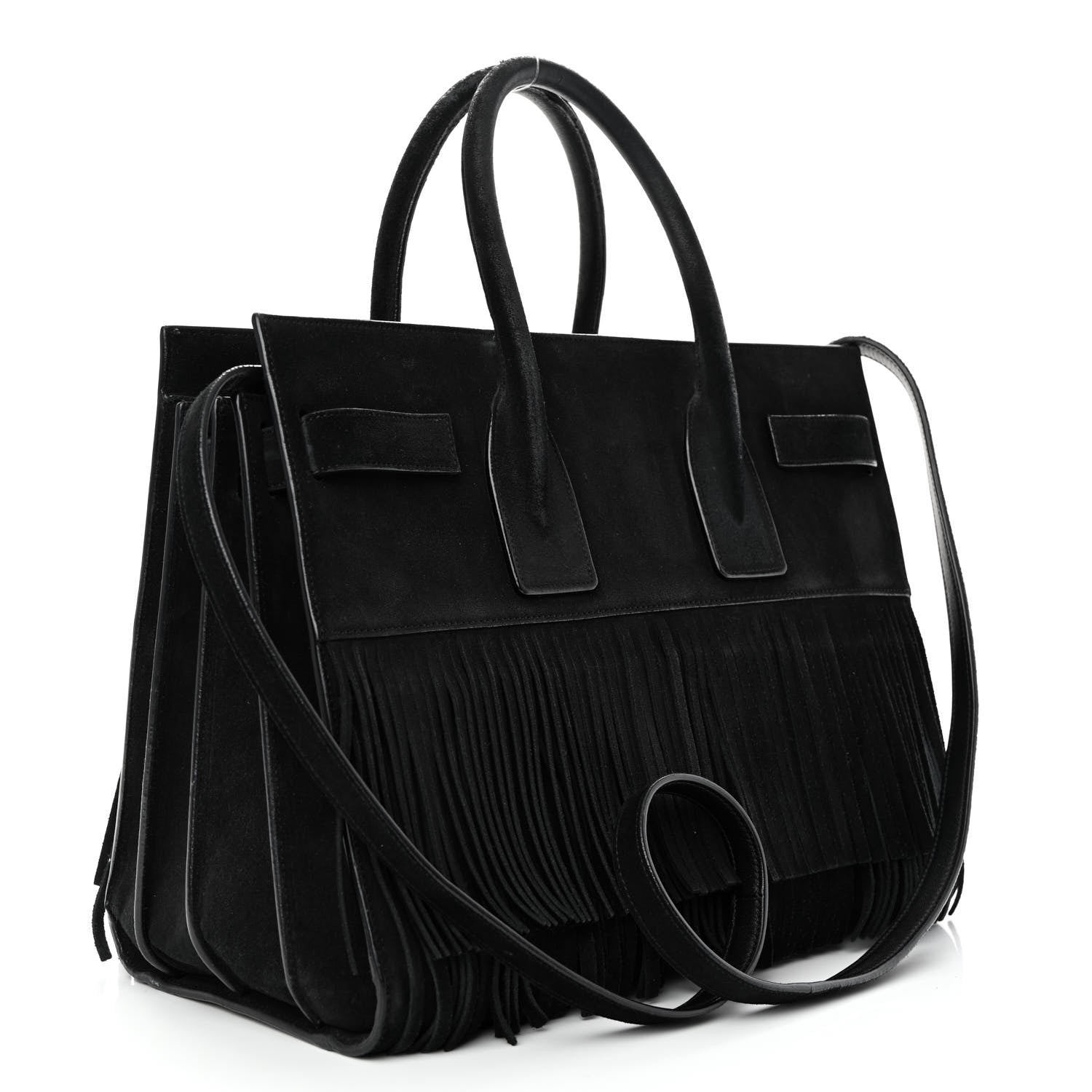 Saint Laurent Suede Fringe Small Sac De Jour Black 3 of 21