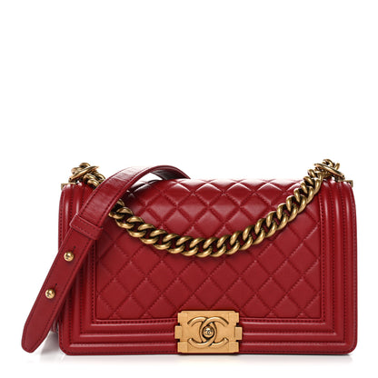 Chanel Lambskin Quilted Medium Boy Flap Red 1 of 11