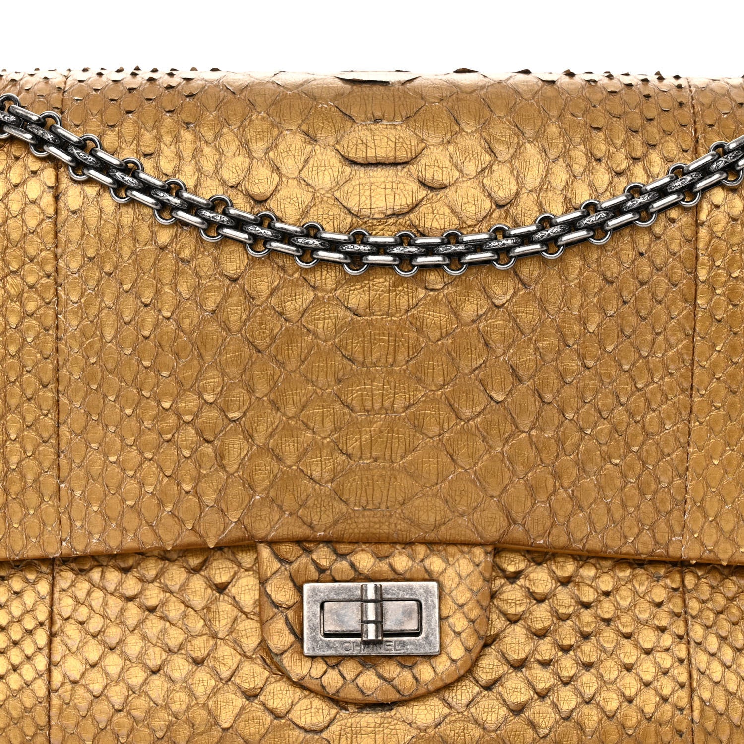 Chanel Metallic Snakeskin 2.55 Reissue 226 Flap Gold 7 of 13
