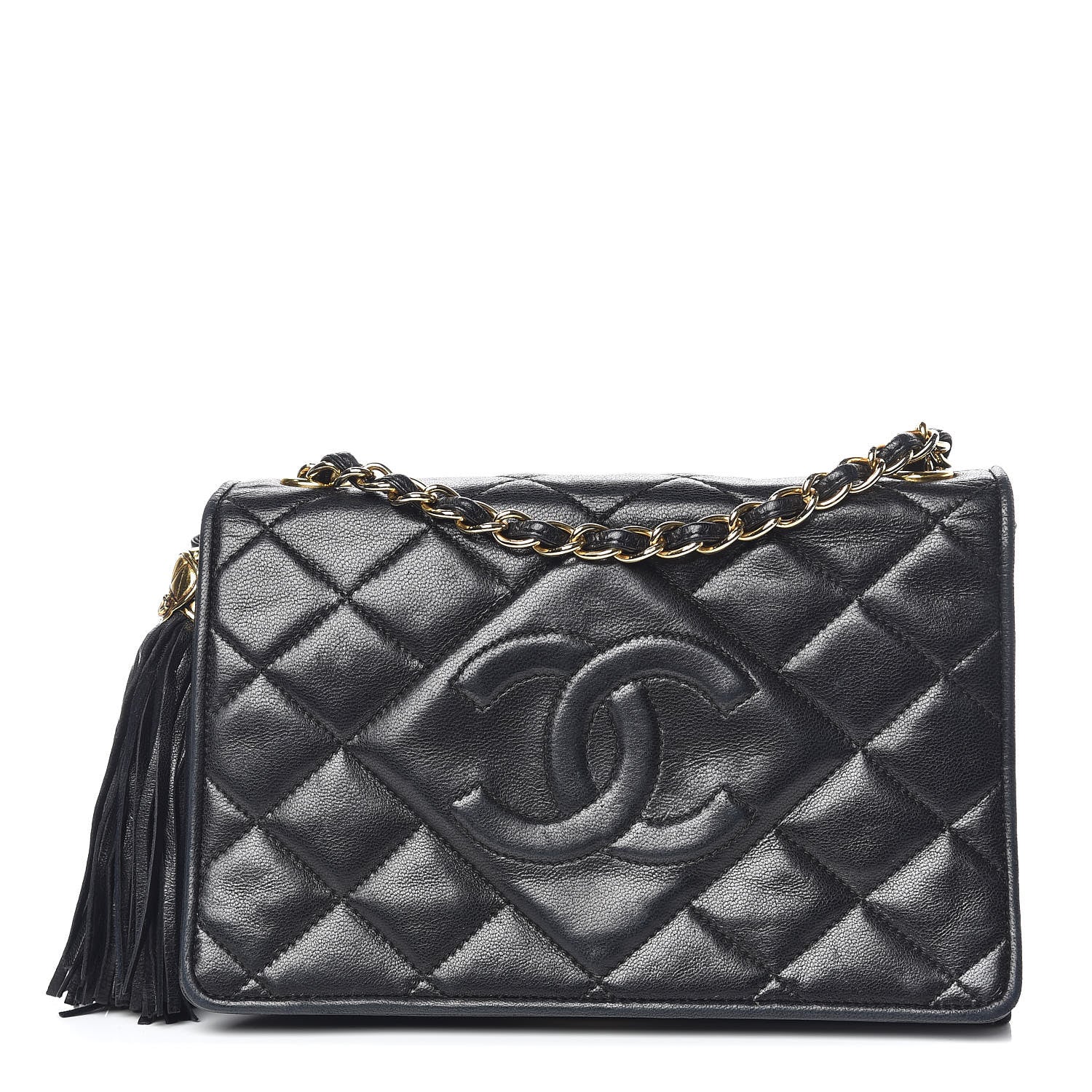 Chanel Lambskin Quilted Small Tassel Single Flap Black 1 of 12