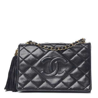 Chanel Lambskin Quilted Small Tassel Single Flap Black 1 of 12