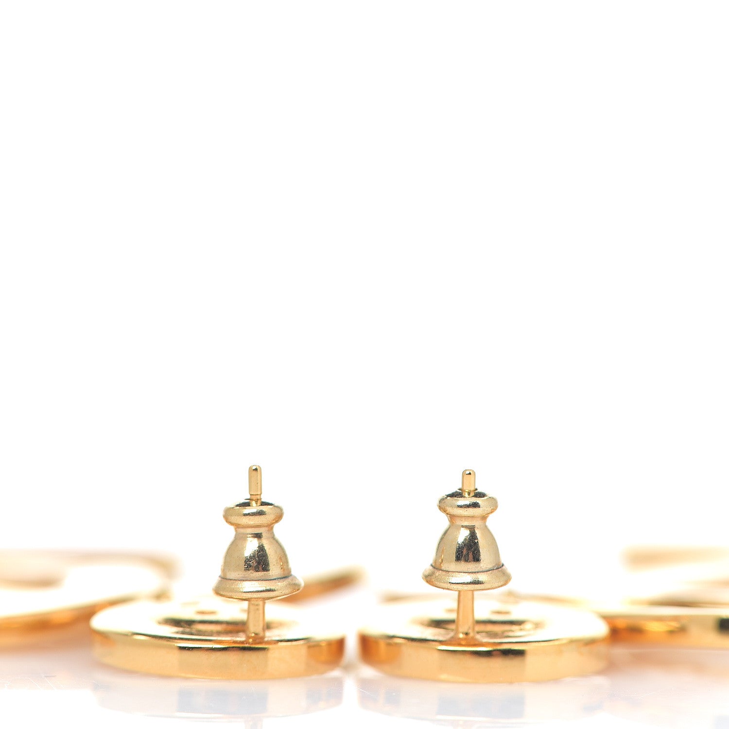 Chanel Metal Large Paris Button Earrings Gold 2 of 3