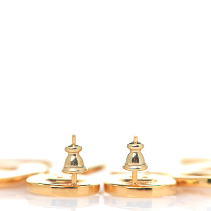 Chanel Metal Large Paris Button Earrings Gold 2 of 3