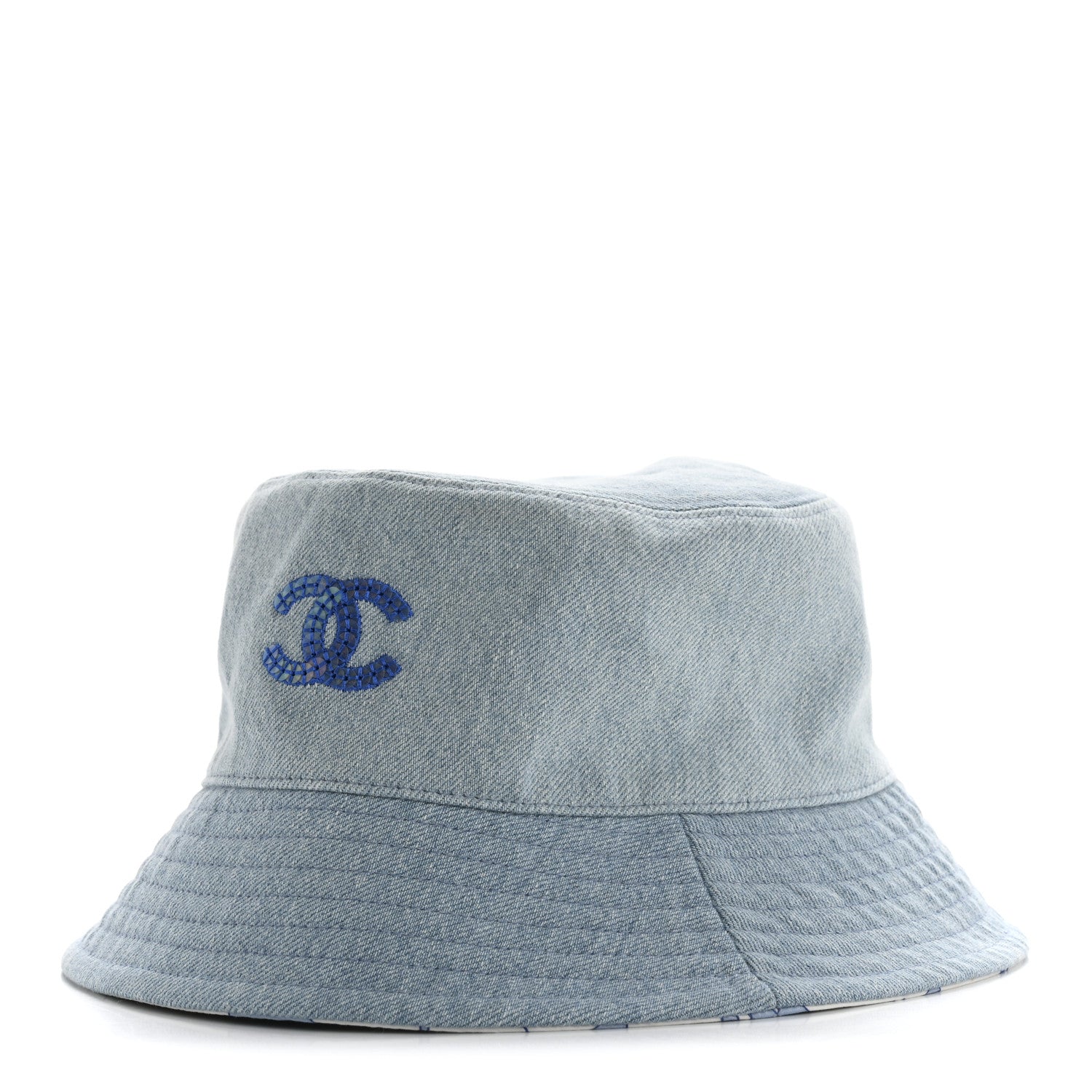 Chanel Denim Sequin Reversible Bucket Hat Blue 1 of 9