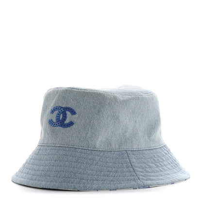 Chanel Denim Sequin Reversible Bucket Hat Blue 1 of 9