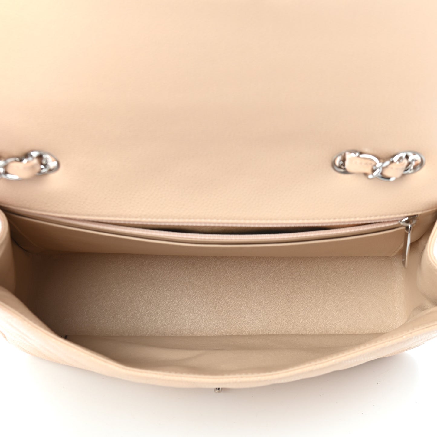 Caviar Quilted Jumbo Single Flap Beige Clair