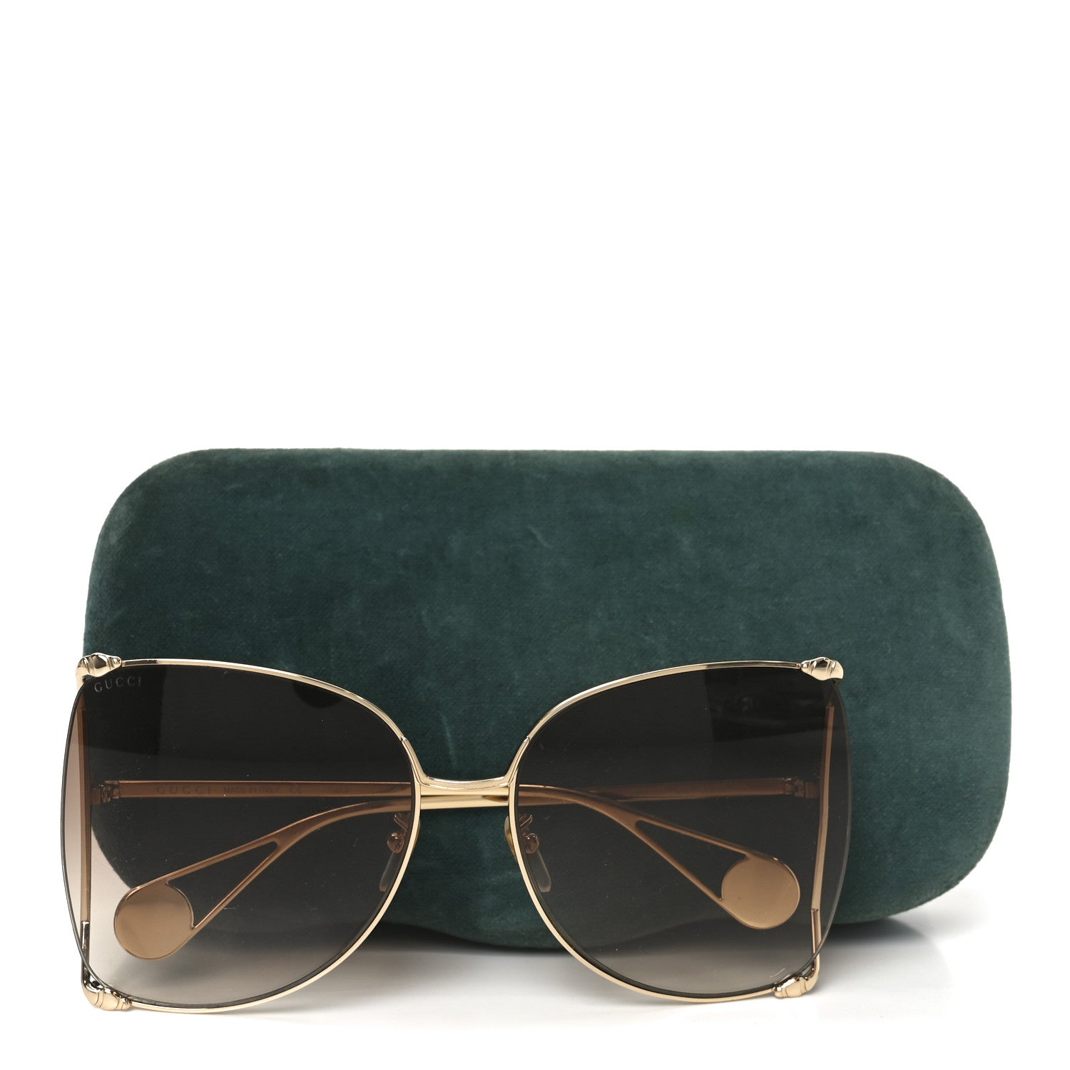 Gucci Metal Oversized Round Sunglasses GG0252S Gold Brown 7 of 7