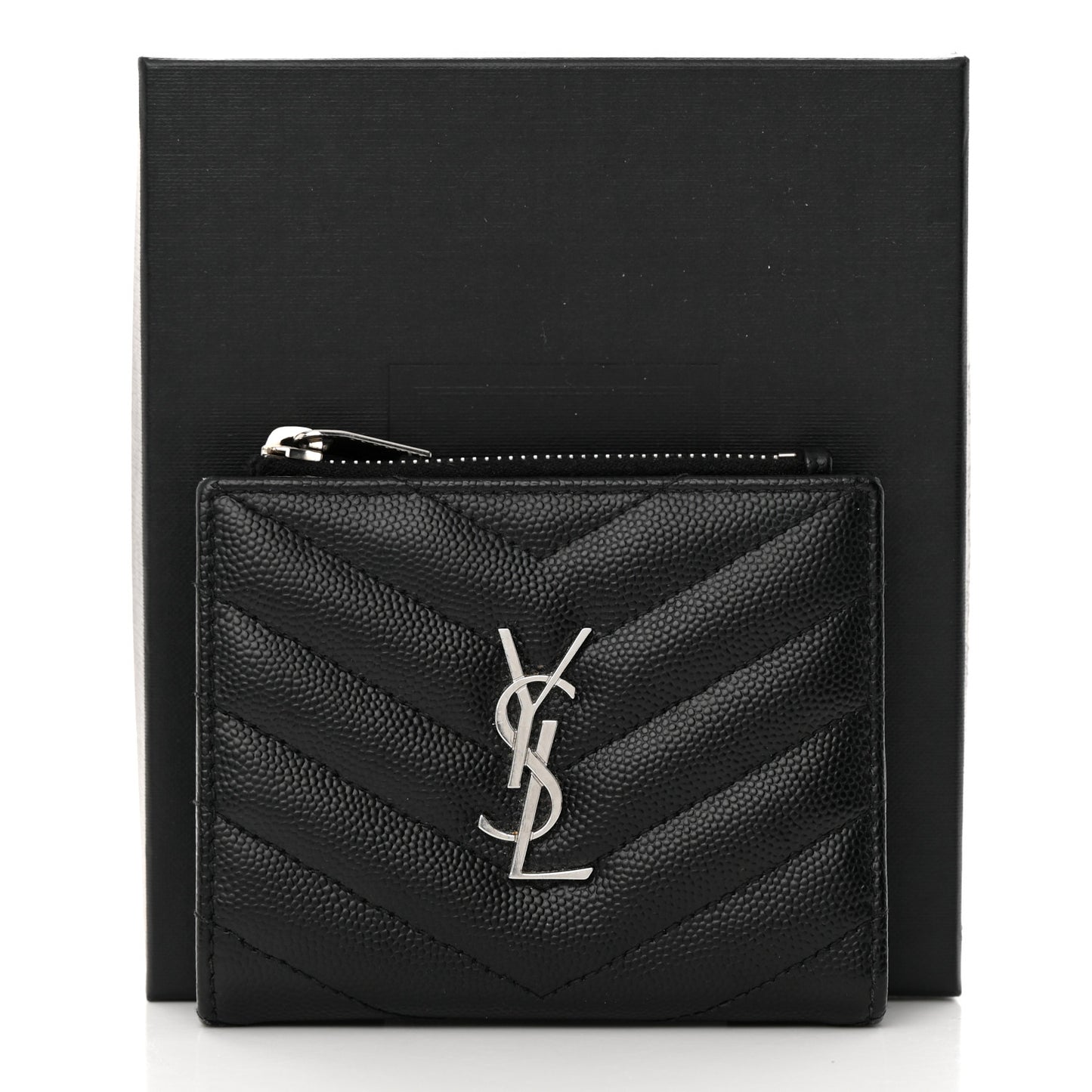 Grain De Poudre Matelasse Chevron Monogram Zipped Card Case Black