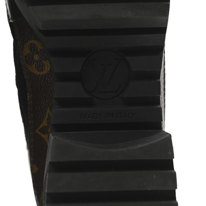 Louis Vuitton Suede Calfskin Monogram Laureate Platform Desert Boots 37.5 Black 7 of 8