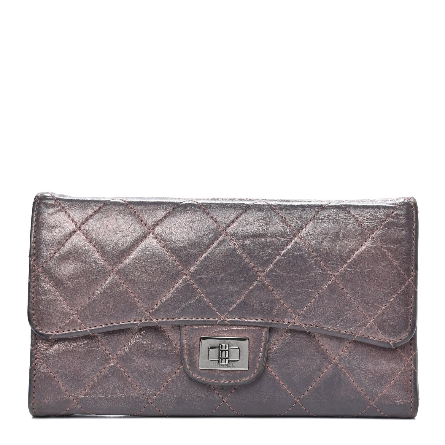 Chanel Metallic Aged Calfskin Quilted Reissue Long Flap Wallet Purple 1 of 12
