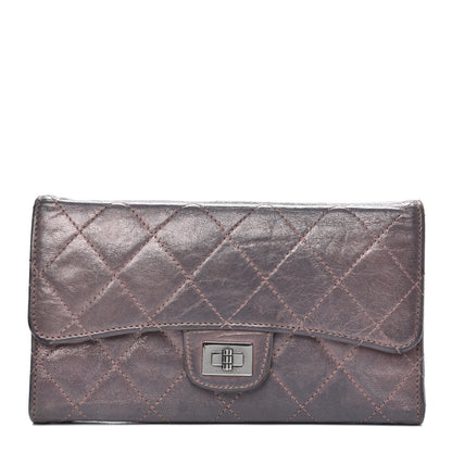 Chanel Metallic Aged Calfskin Quilted Reissue Long Flap Wallet Purple 1 of 12