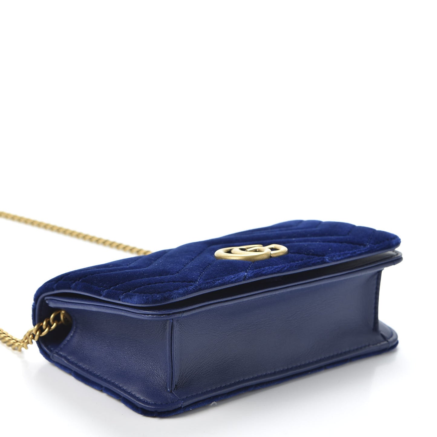 Velvet Matelasse GG Marmont Mini Bag Cobalt Blue