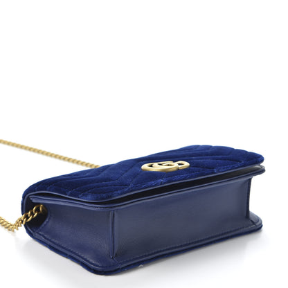 Gucci Velvet Matelasse GG Marmont Mini Bag Cobalt Blue 3 of 9