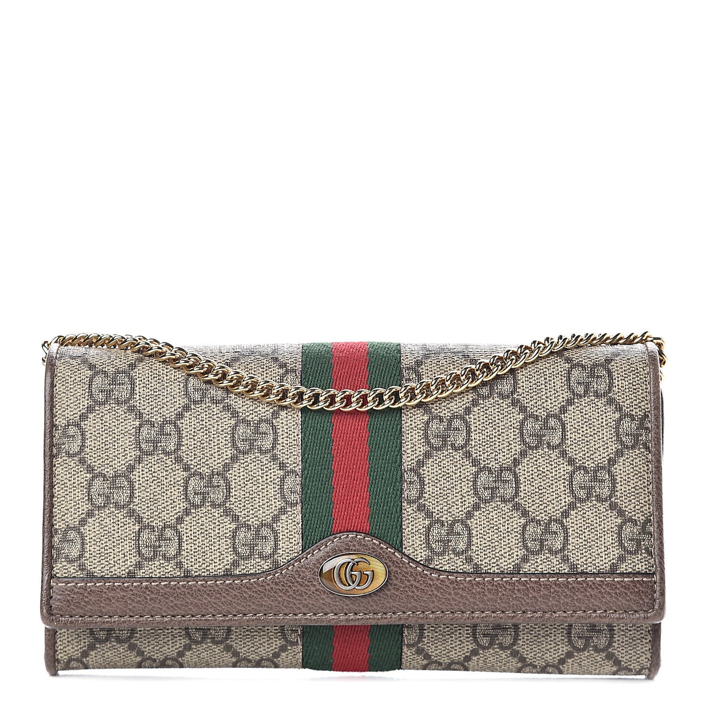 GG Supreme Monogram Web Ophidia Wallet On Chain Brown