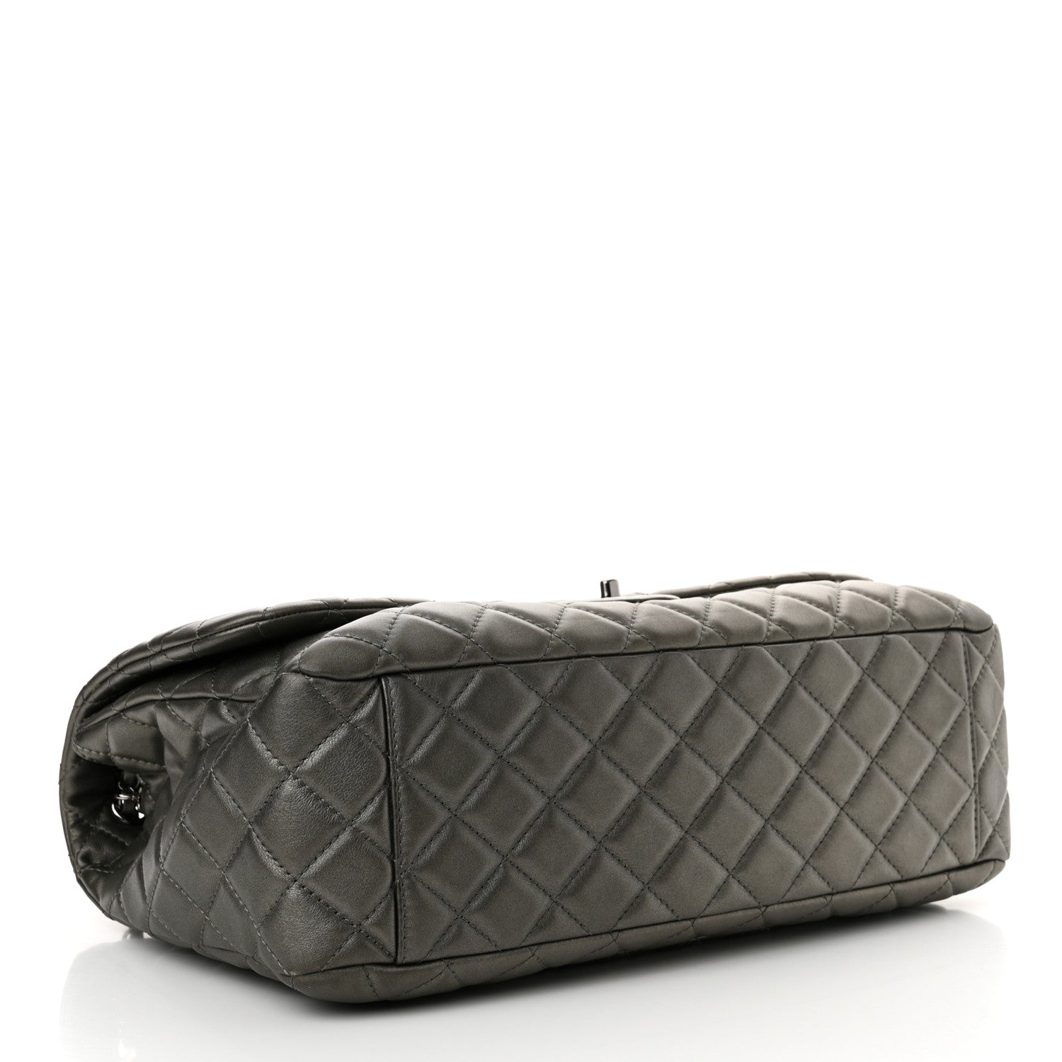 Chanel Metallic Calfskin Quilted Small XXL Travel Flap Bag Dark Silver 4 of 11