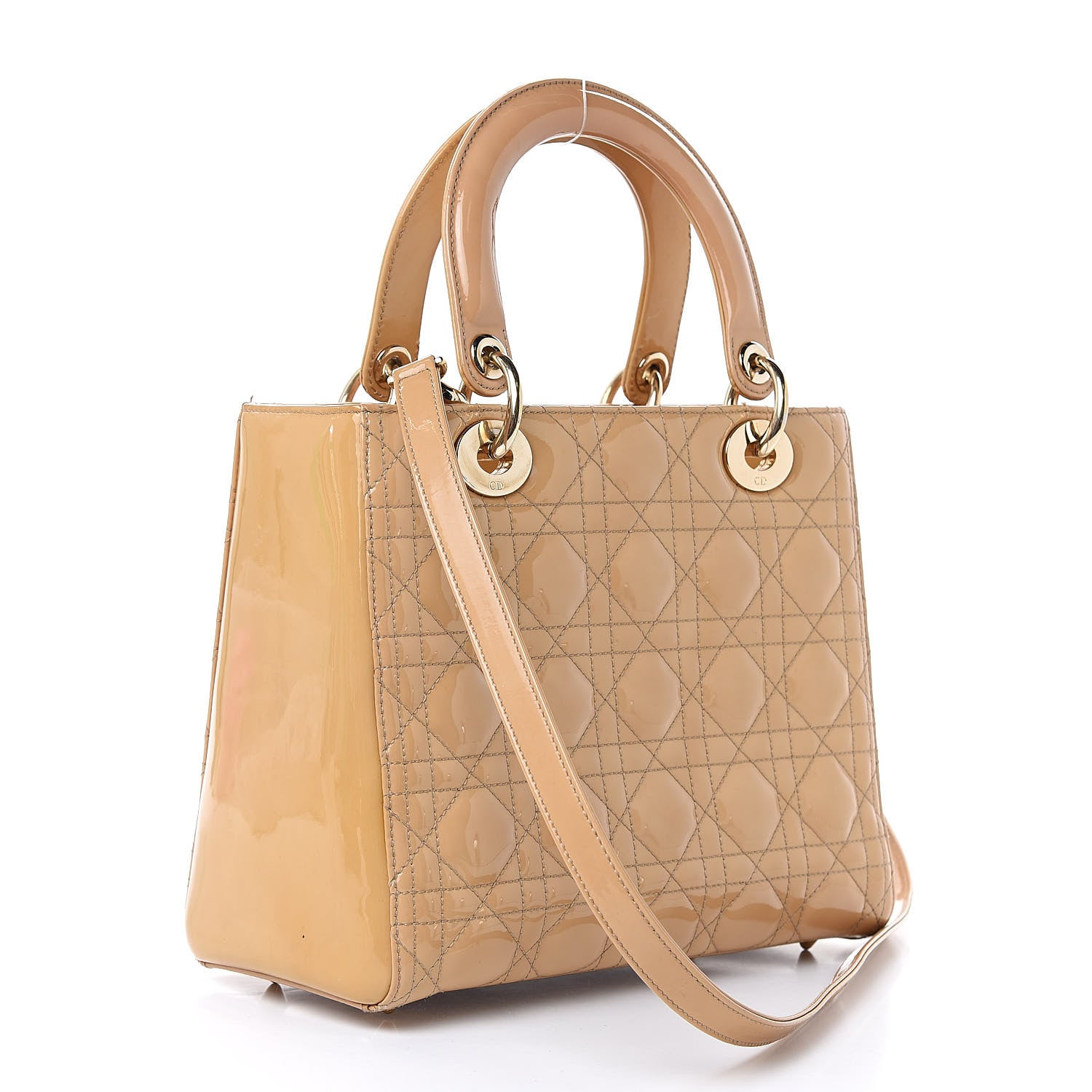 Christian Dior Patent Cannage Medium Lady Dior Beige 3 of 11