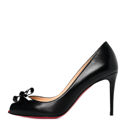 Christian Louboutin Kid Patent Tibunodo 85 Pumps 35 Black Red 1 of 8