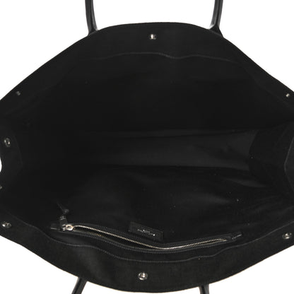 Saint Laurent Raffia Linen Calfskin Rive Gauche Tote Naturale Black 4 of 8