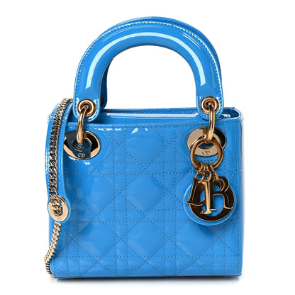 Christian Dior Patent Cannage Mini Lady Dior Blue 1 of 10