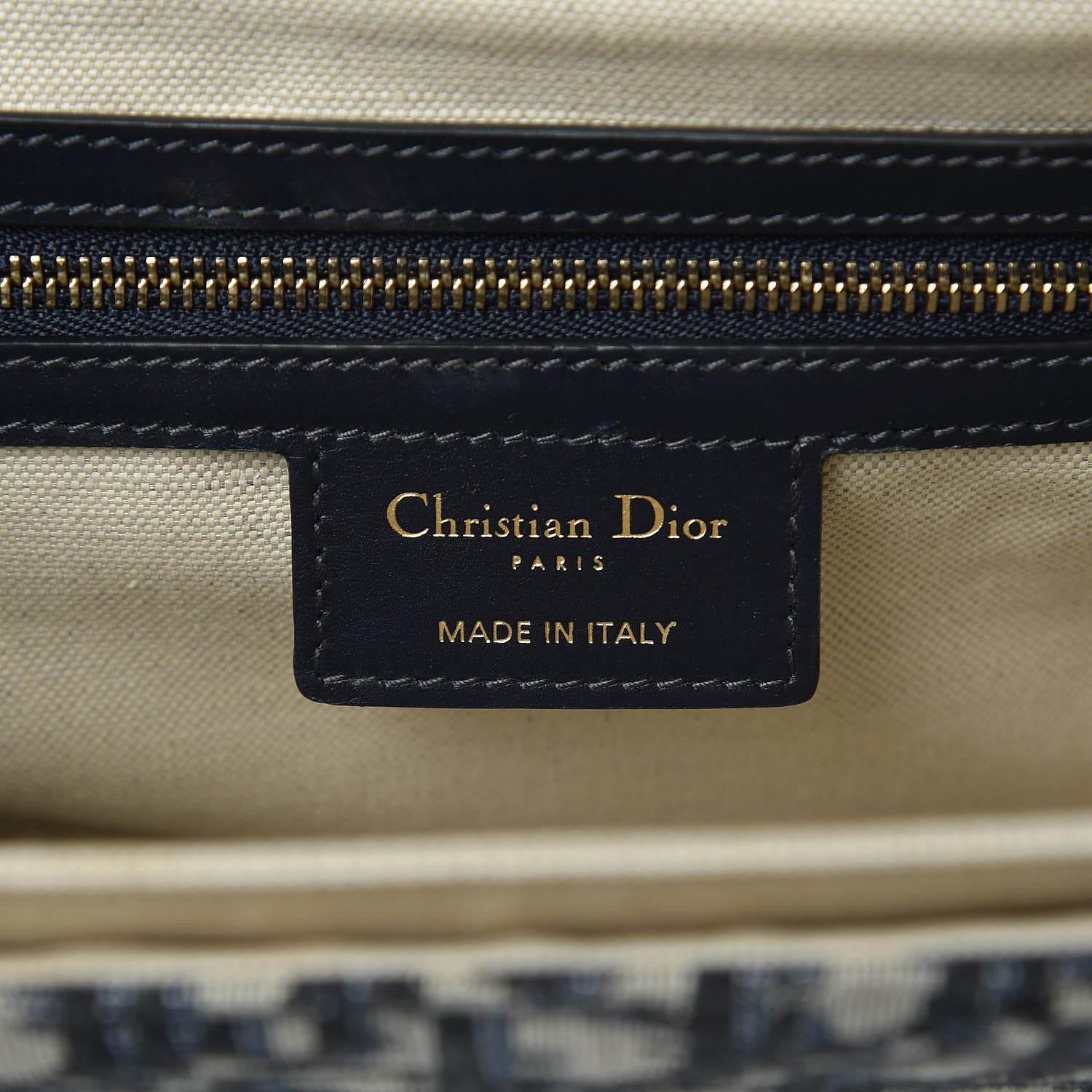 Christian Dior Oblique Flap Bag Navy Blue 6 of 10