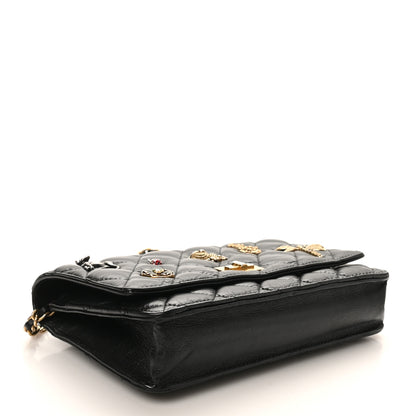 Chanel Aged Calfskin Lucky Charms 2.55 Reissue Wallet on Chain WOC Black 4 of 11