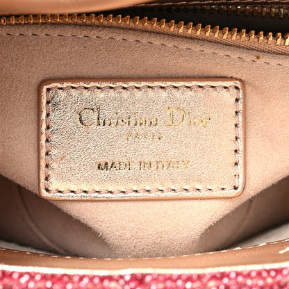 Christian Dior Metallic Calfskin Satin Celestial Bead Embroidery Cannage Mini Lady Dior Rose Des Vents 6 of 13