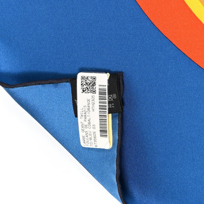Hermes Silk Giant Toucans De Paradis Scarf 140 Bleu Cobalt Orange 4 of 13