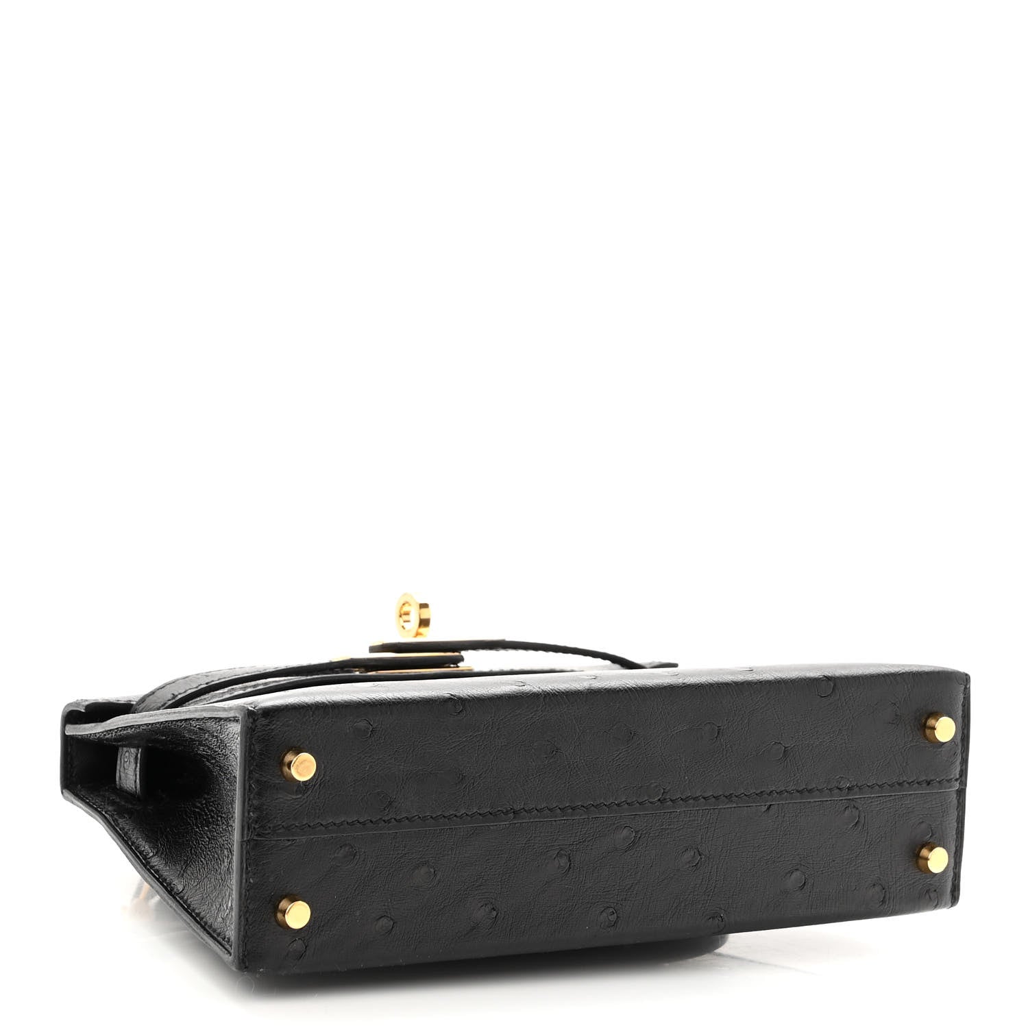 Hermes Ostrich Kelly Sellier Mini 20 Black 4 of 11
