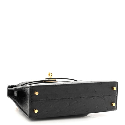 Hermes Ostrich Kelly Sellier Mini 20 Black 4 of 11
