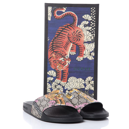 Gucci GG Supreme Monogram Bengal Slide Sandals 37 Beige Pink 8 of 9
