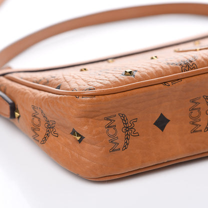 MCM Visetos Studded Small Crossbody Bag Cognac 9 of 10